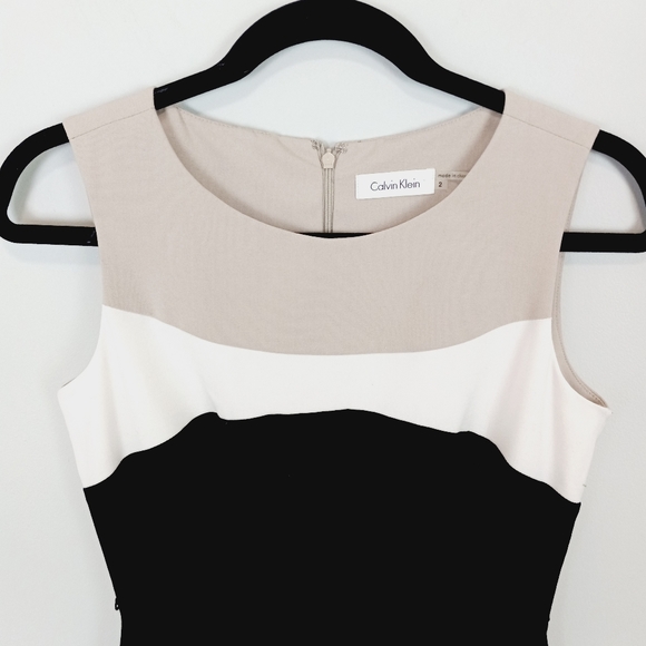 Calvin Klein A-Line Colorblock Dress Size 2 - Picture 2 of 6